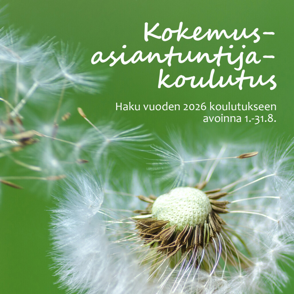Haku kokemusasitntuntijakoulutukseen avoinna