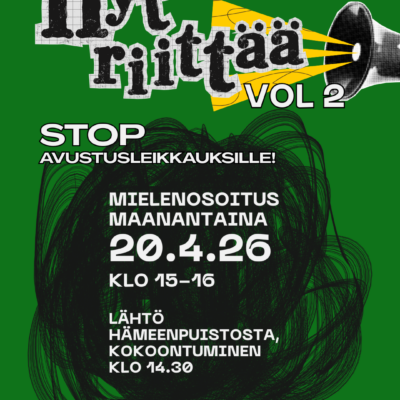 NYT RIITTÄÄ – stop avustusleikkauksille